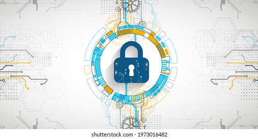 Personal data security Illustrates cyber data or information privacy idea. Color abstract  internet technology.