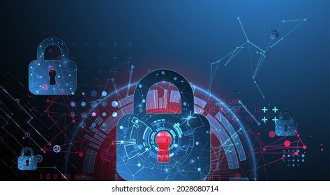 Seguridad de datos personales Ilustra la idea de privacidad de datos cibernéticos o de información. Tecnología de Internet colorida abstracta.