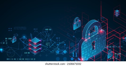 Personal data security Illustrates cyber data or information privacy idea. Color abstract  internet technology.