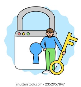 Personal data security, Internet security , cyber security, Internet of thing. Simple vector illustration.