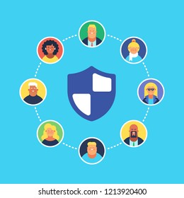 Personal Data Security, Internet Safety, GDPR. Flat design modern vector illustration concept.