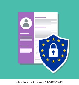 personal data under european law protection, flat style vector illustration