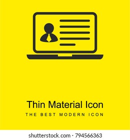 Personal data visualization in a laptop monitor bright yellow material minimal icon or logo design