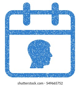 Personal Day grainy textured icon for overlay watermark stamps. Flat symbol with dust texture. Dotted vector cobalt ink rubber seal stamp with grunge design on a white background.