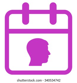 Personal Day vector icon. Style is flat symbol, violet color, rounded angles, white background.