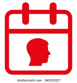 Personal Day vector icon. Style is flat symbol, red color, rounded angles, white background.