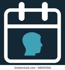 Personal Day vector icon. Style is bicolor flat symbol, blue and white colors, rounded angles, dark blue background.