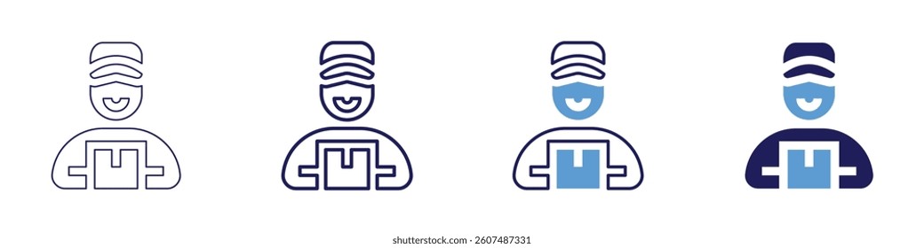 Personal delivery icon in 4 different styles. Thin Line, Line, Bold Line, Duotone. Duotone style. Editable stroke.