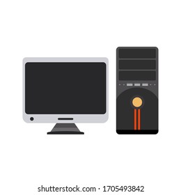 Personal desktop computer or pc on white background. Vector illustration in trendy flat style. EPS 10.