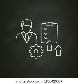 Personal development chalk icon. Personal growth concept. Self improvement and self realization. Growth plan. Quality of life. Isolated vector illustration on chalkboard