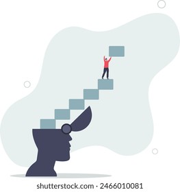 Personal development or personal growth, self improvement to develop mindset, knowledge or skill to achieve success,flat vector illustration.