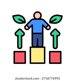 Icono de desarrollo personal Ilustración vectorial de color lineal