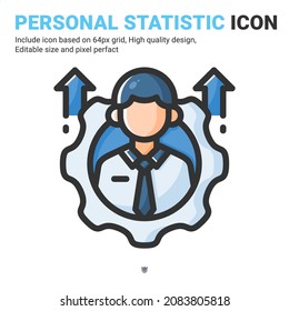 Personal development icon vector with outline color style isolated on white background. Vector illustration worker sign symbol icon concept for business, finance, industry, company, web and project