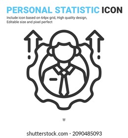 Personal development icon vector with outline style isolated on white background. Vector illustration worker sign symbol icon concept for business, finance, industry, company, web and project