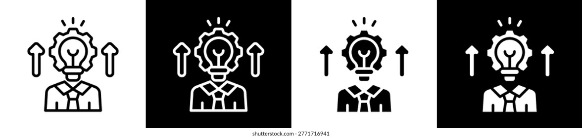Personal Development Icon In White And Black Filled Style Collection Set Vector Illustration