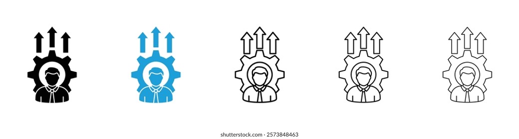 Personal development icons in filled and 3 stroke weights