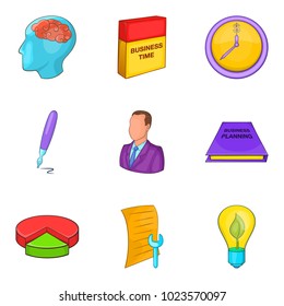 Personal development icons set. Cartoon set of 9 personal development vector icons for web isolated on white background