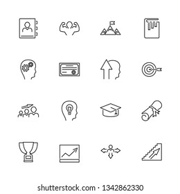 Personal Development outline icons set - Black symbol on white background. Personal Development Simple Illustration Symbol - lined simplicity Sign. Flat Vector thin line Icon - editable stroke