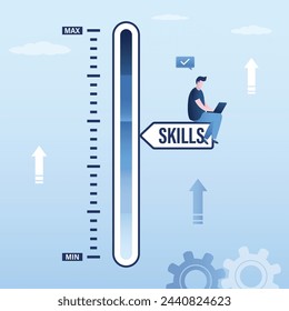 Personal development plan for career success. Build specialist skill or competence to motivate and achieve business goal. Businessman skill on normal skill level. Measurement and performance concept.