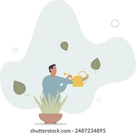Personal development, self improvement or career growth, coaching or training to success, motivation to growing, develop skill or attitude concept.flat design.illustration with people.