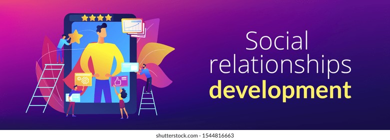 Personal development and self improvement course. Impression management, impression management strategies, social relationships development concept. Header or footer banner template with copy space.