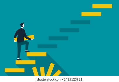 Personal development and self improvement in stairs metaphor - activities that develop a person capabilities, enhance quality of life and realization of dreams and aspirations