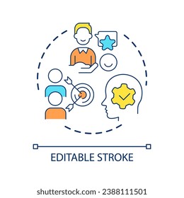 Personal development strategy concept icon. Self management. Setting goals. Achievement plan abstract idea thin line illustration. Isolated outline drawing. Editable stroke. Arial font used