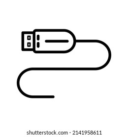 personal device vector icon. Data cable symbol line vector icon on white background. Flat line vector illustration