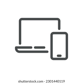 Personal devices related icon outline and linear vector.