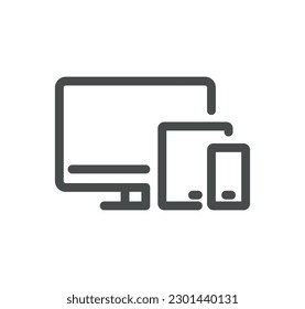 Personal devices related icon outline and linear vector.