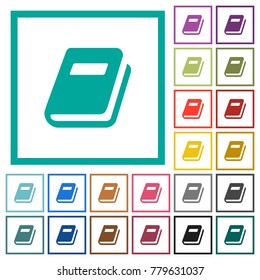 Personal diary flat color icons with quadrant frames on white background