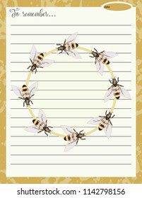 Personal diary page. To remember notepage. Frame for text.