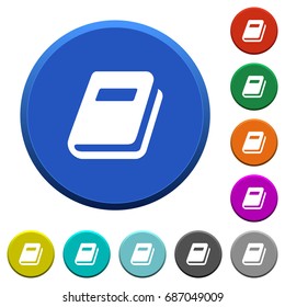 Personal diary round color beveled buttons with smooth surfaces and flat white icons