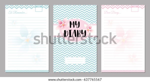 personal diary template set vector design stock vector template diary