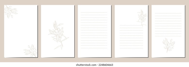 Personal diary templates. Vector elegant design.
