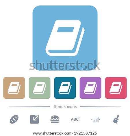 Personal diary white flat icons on color rounded square backgrounds. 6 bonus icons included
