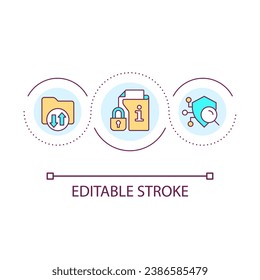 Personal digital security loop concept icon. Safety of private information. Data protection abstract idea thin line illustration. Isolated outline drawing. Editable stroke. Arial font used