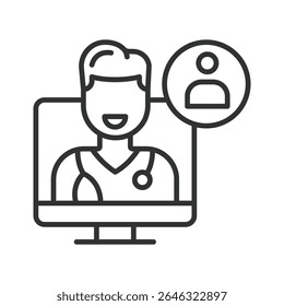 Personal doctor, icon in line design. Private doctor, family doctors, medical consultation, online doctor on white background vector. Personal doctor, editable stroke icon