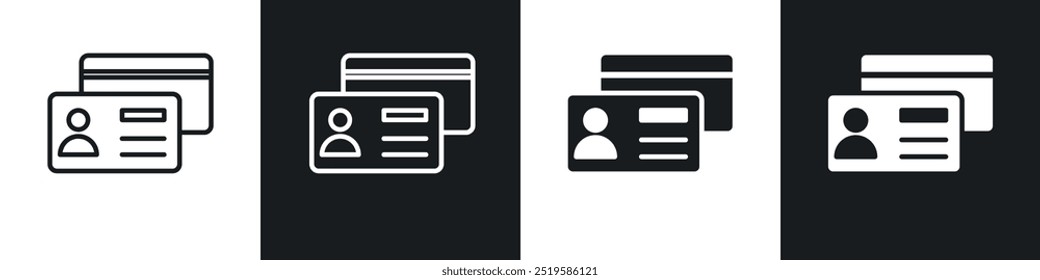 Personal documents icon collection in black and white filled and stroke line style.