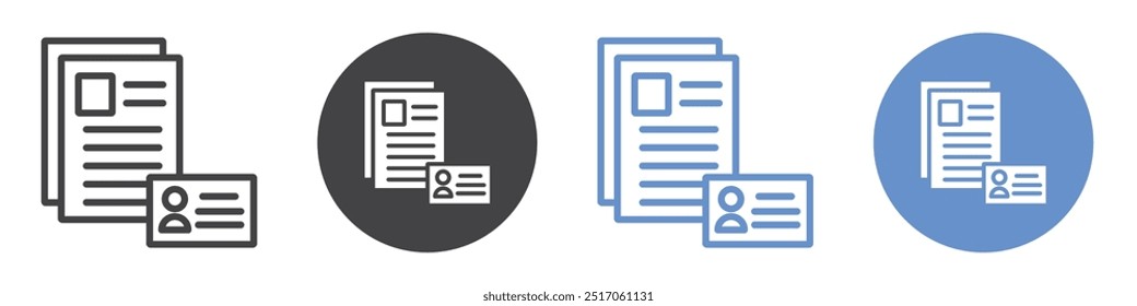 Personal documents icon flat line symbol set.