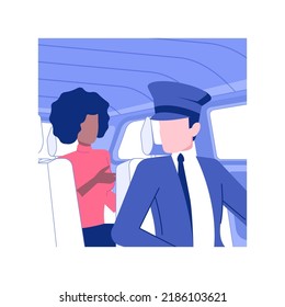 Personal driver isolated concept vector illustration. Personal driver takes a business woman to a meeting, business class travel, car travelling, first class service vector concept.