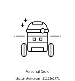 Personal Droid Icon. Outline Style Icon Design Isolated On White Background