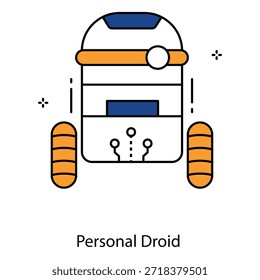 Persönliches Droid-Symbol, das einen futuristischen AI Assistant Roboter für alltägliche Aufgaben darstellt