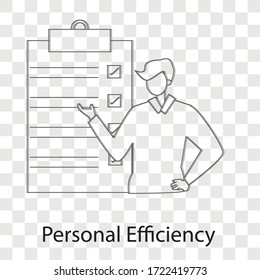 Personal efficiency concept on transparency background. Creative idea design. Flat vector illustration for template, brochure or presentation.