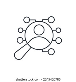 Datos electrónicos personales. Verificación y contabilidad.  Icono lineal del vector aislado en fondo blanco