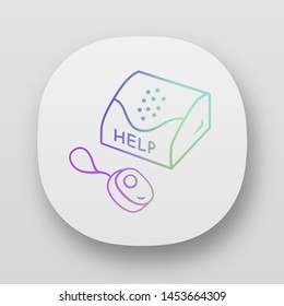 Personal Emergency Response System App Icon. Device For Physically Disabled People. Call For Assistance, Help.UI/UX User Interface. Web Or Mobile Applications. Vector Isolated Illustrations