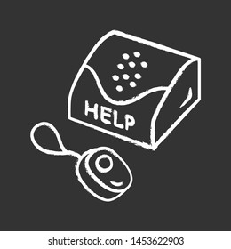 Personal Emergency Response System Chalk Icon. Device For Physically Disabled People. Call For Assistance, Help. Medical Alert, Hotline Button. Isolated Vector Chalkboard Illustration