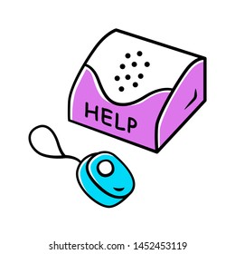 Personal Emergency Response System Color Icon.  Device For Physically Disabled, Impaired People. Call For Assistance, Help. Medical Alert, Hotline Button. Isolated Vector Illustration