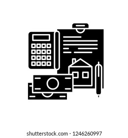 Personal expenses black icon, vector sign on isolated background. Personal expenses concept symbol, illustration 