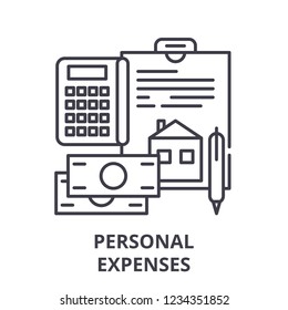 Personal expenses line icon concept. Personal expenses vector linear illustration, symbol, sign